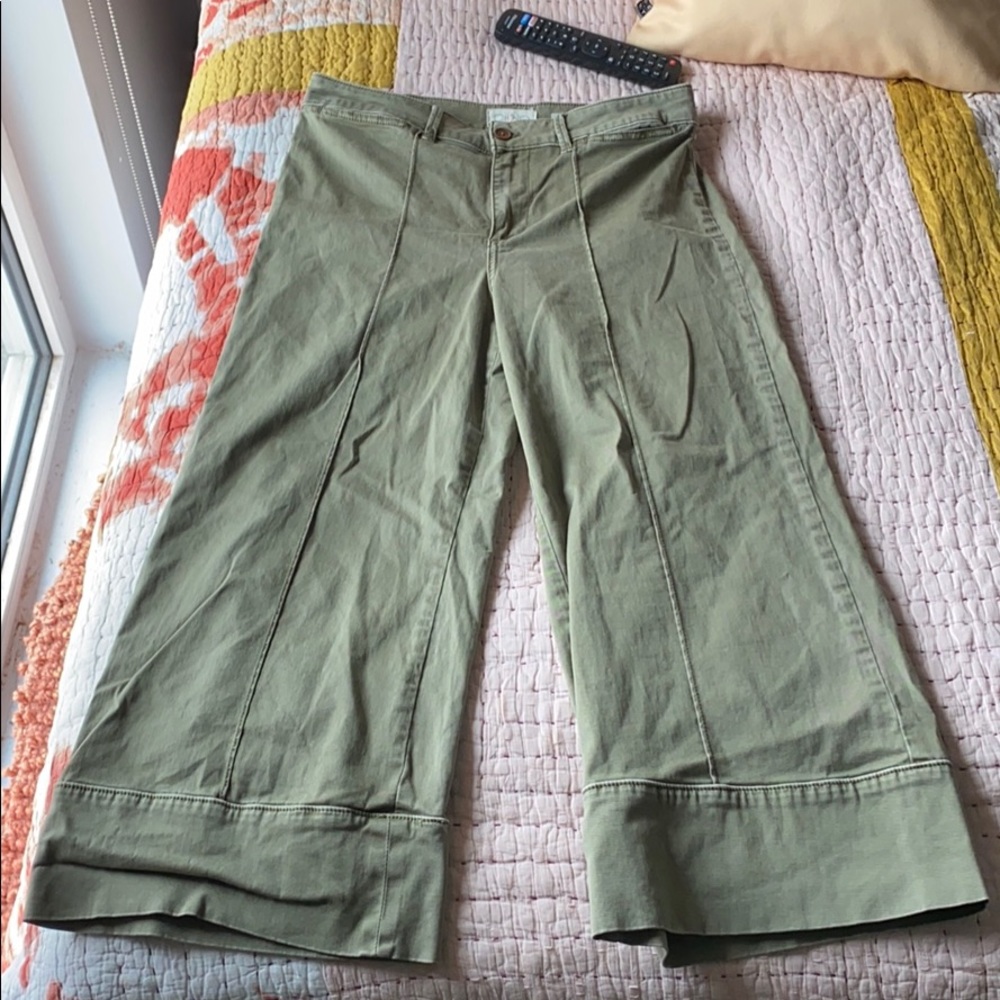 Anthropologie Cropped Flare Chinos